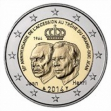 2 EURO 2014 Groothertog Jean UNC Luxemburg